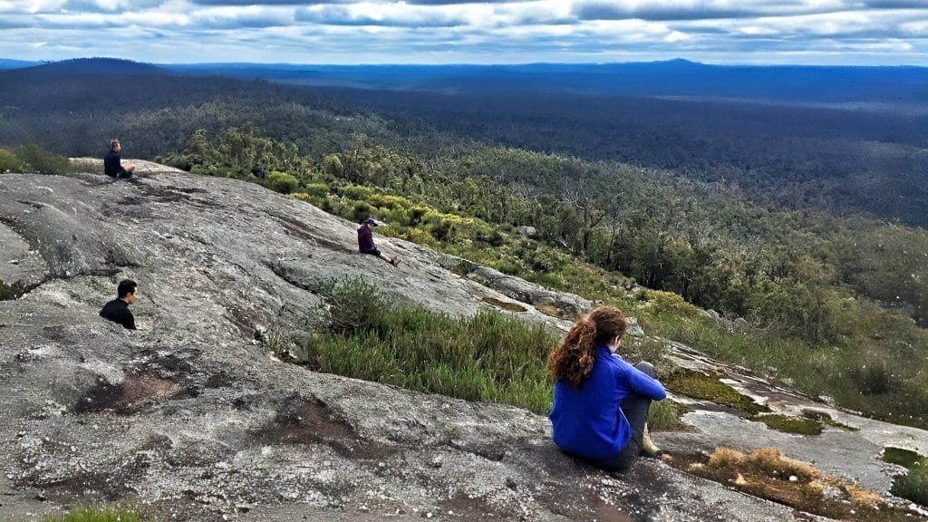 hikefulness mindful activity on granite rock outcrop