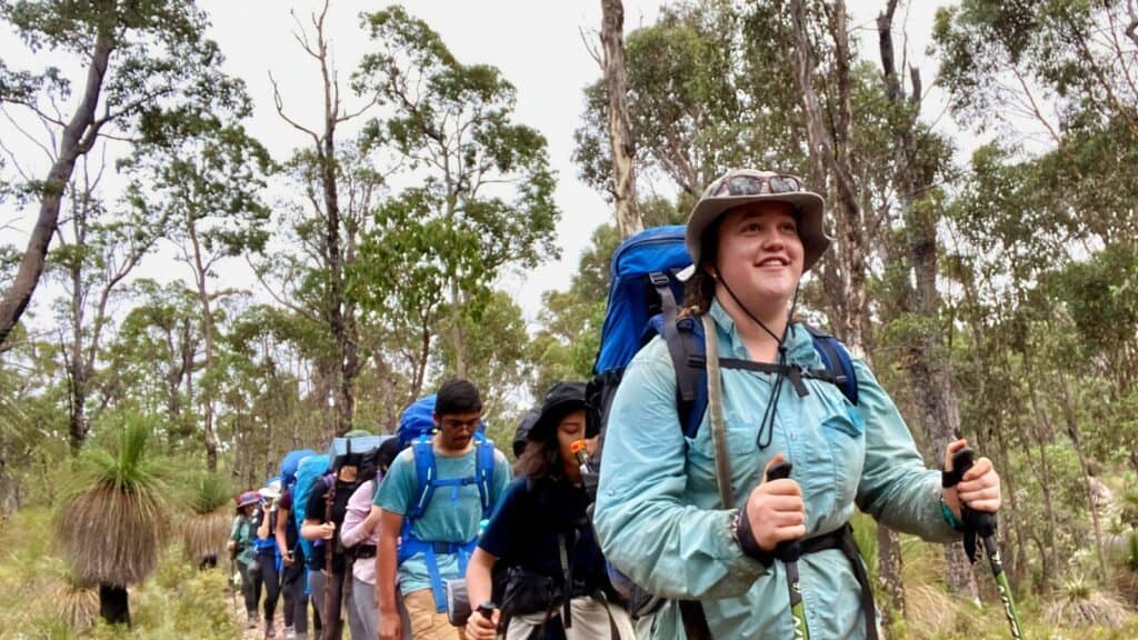 teens hiking in australian forest