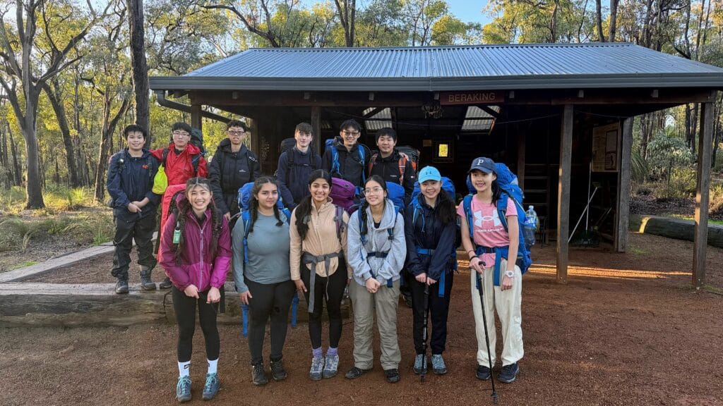 Group of teens during a 3 day hike at Beraking Campsite, on the Bibbulmun Track