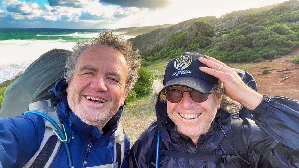 two men on multiday coastal hike
