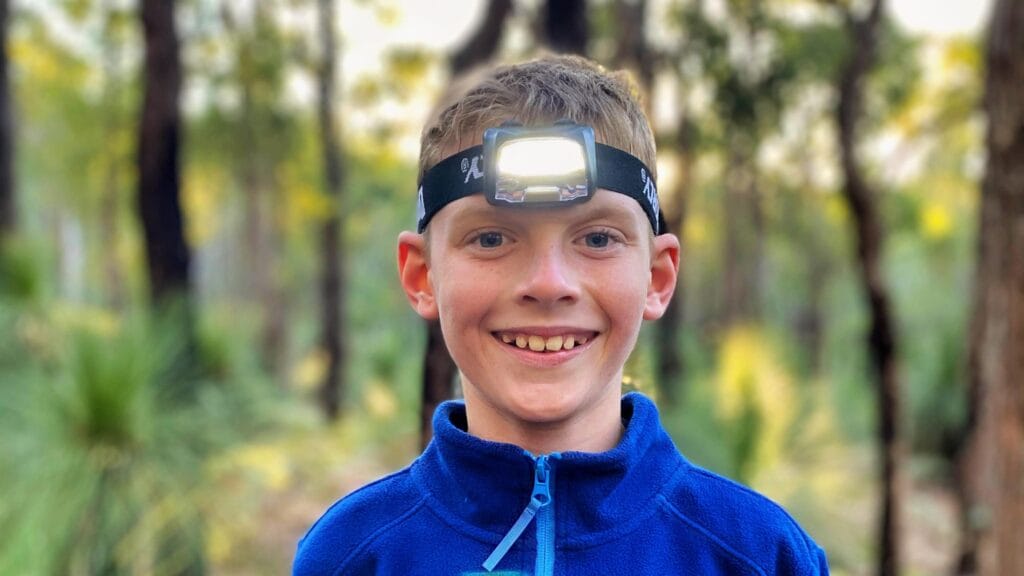 headlamp and a young boy