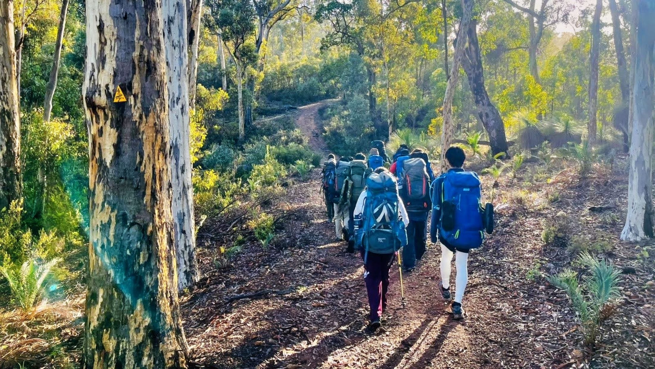 group of teens hiking on the Bibbulmun Track