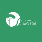 lifetrail logo, forest green with a tree and trail in a circle