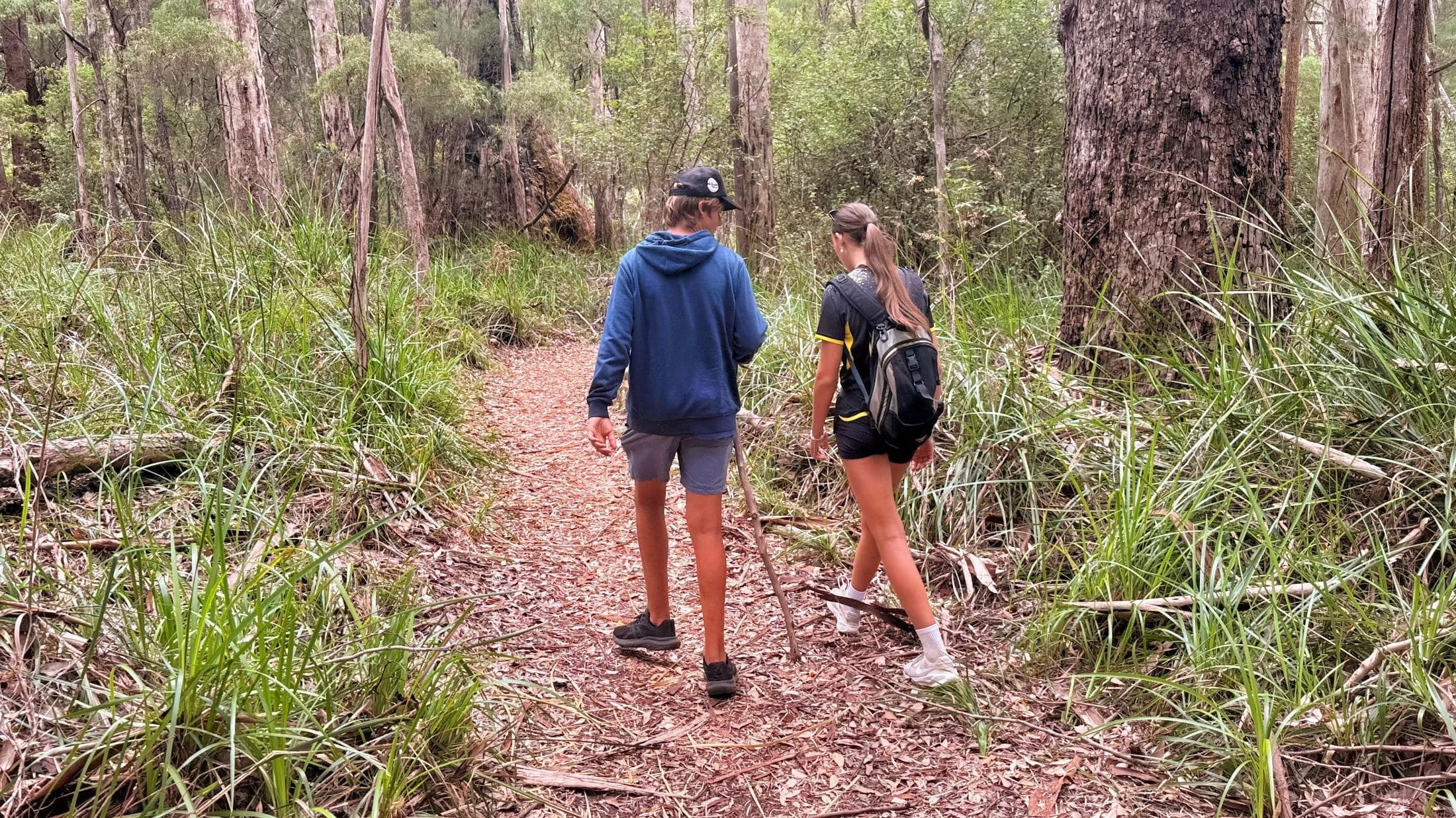 teen cousins hiking