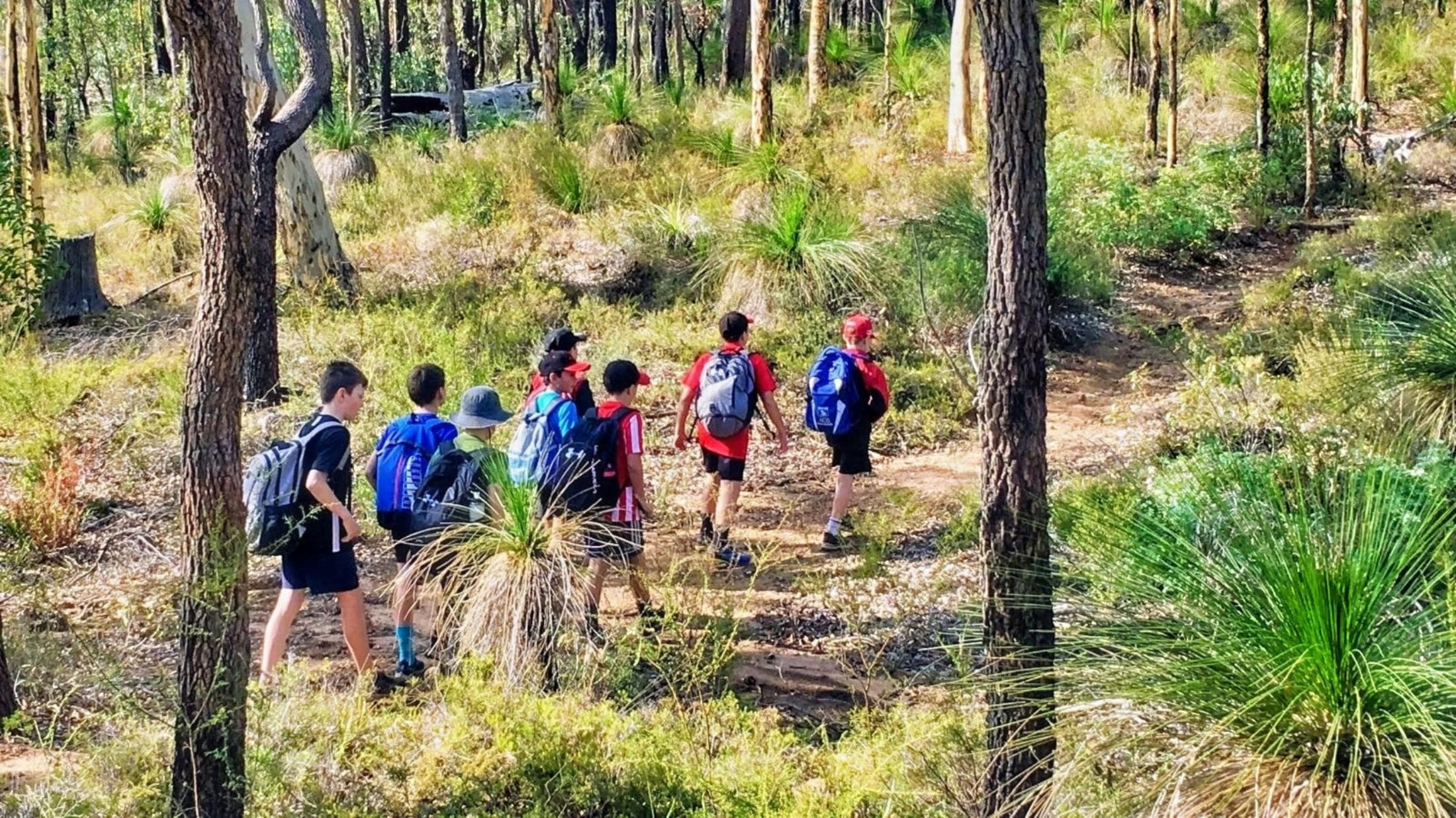 group of boys on a day hike